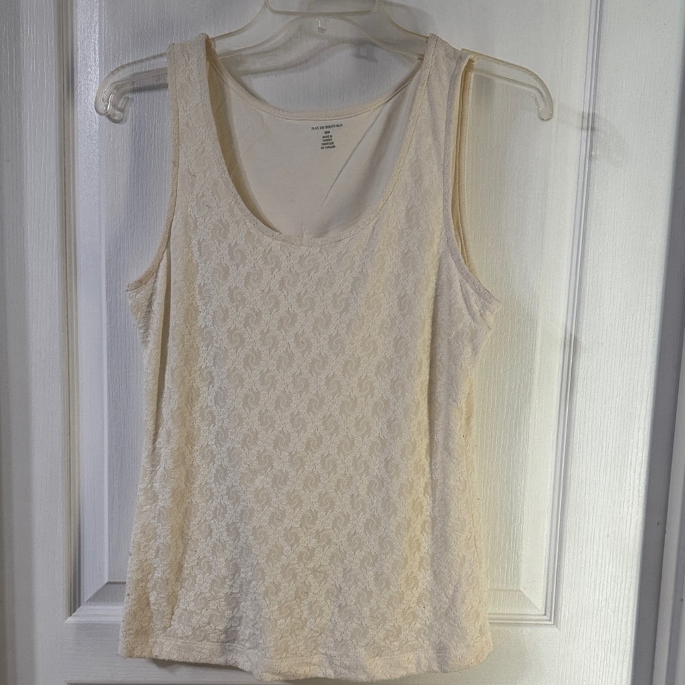 David Brooks Cream Textured Tank Top